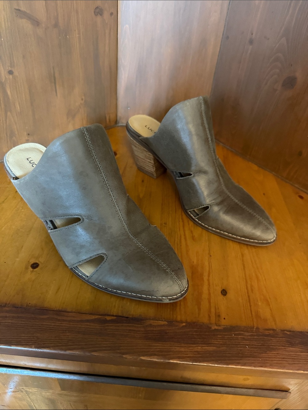 Lucky Brand Orinthia Leather Cutout Mule Booties - Size 8M